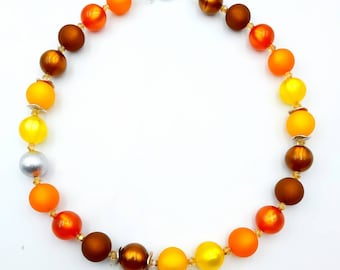 Collier noble, chaîne faite de collier de perles Polaris, collier, cadeau orange, marron, femme, unique