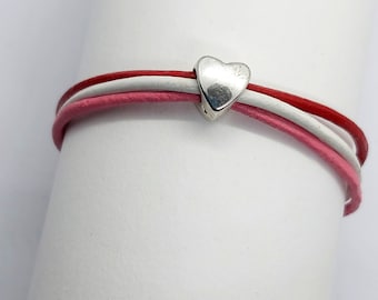 Kinder-Armband,Herz,Lederarmband,rosa,Geschenk,Geburtstag