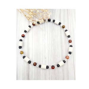 Coleira de cerâmica EM, coleira para cães com lava, ágata, pedras de cura de cristal de rocha para cães, gatos, proteção natural contra carrapatos, coleira contra pulgas, medos, calma