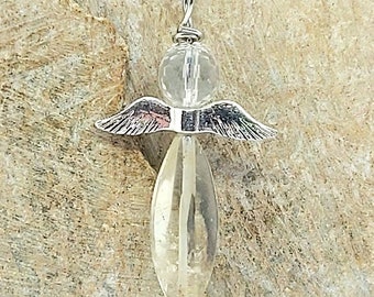 Pendentif Ange En Quartz Rutile - Bijou Fin - Neuf Avec étiquettes - OxcmoBijoux