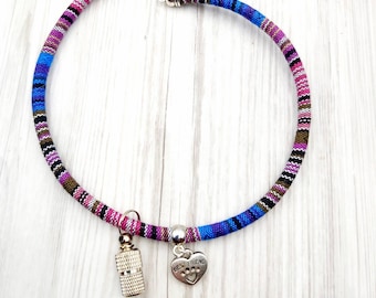 Brand collar, dog collar, cat collar, dog chain, ethnic, hippie, address tag for dog tag, accessory, jewelry collar, gift