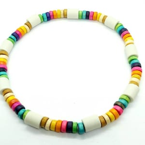 EM ceramic collar with wooden beads for dogs and cats, natural tick protection, tick collar, rainbow, jewelry collar