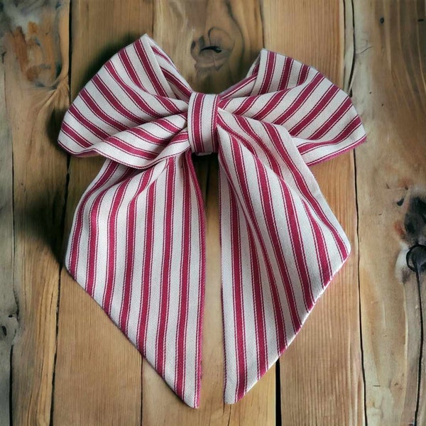 extra large stripe cotton fabric bow