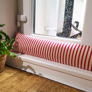 Weighted Draught Excluder: Custom Length Cotton Striped Draft Stopper