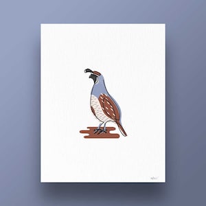 Single Line Valley Quail Art Print – Minimalist Hunting Wall Decor for Upland bird hunters & Bird Lovers