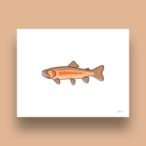 Single Line Cutthroat Trout Art Print – Minimalist Fishing Wall Decor for Anglers & Nature Lovers