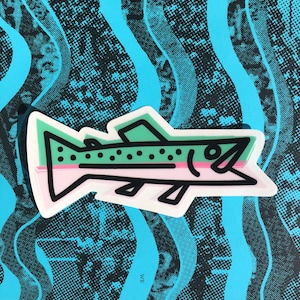 4&quot; Rainbow Trout - Icon Series, Fly Fishing Art, Clear Vinyl Sticker, Water Bottle Stickers, Car Decal