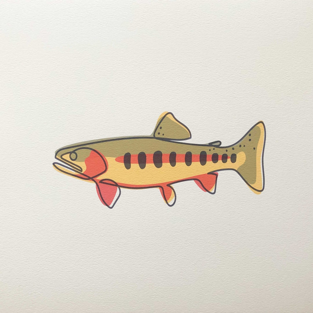 Single Line Golden Trout Art Print Etsy