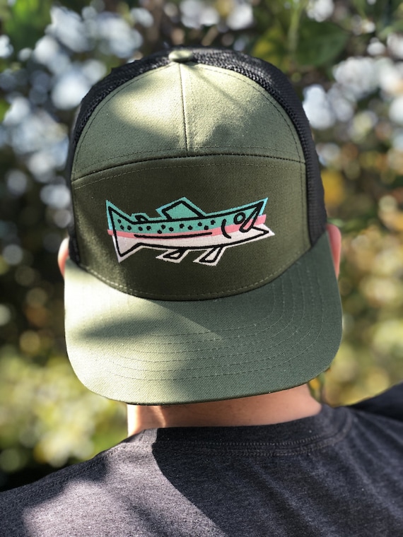 Icon Series Rainbow Trout 7-panel Trucker Hat 