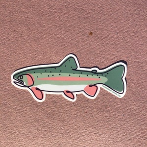 Single Line Rainbow Trout | Matte Decal,  Fly Fishing Art, Vinyl Sticker, Water Bottle Stickers, Car Decal