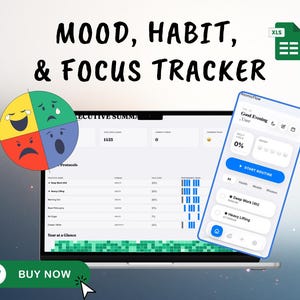 Google Sheets Habit Tracker | Dark Mode Life Planner (Digital Download)