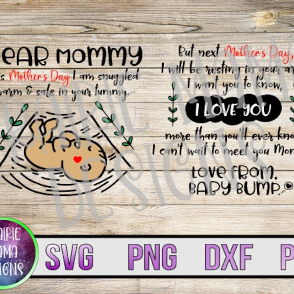 Querida mami te amo SVG PNG DXF pdf archivo recortado archivo digital descarga digital día de la madre maternidad ultrasonido nueva mamá golpe de bebé