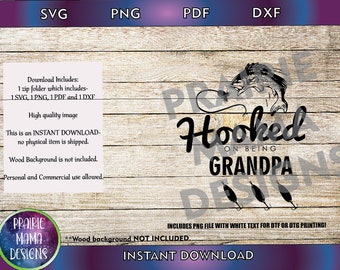 hooked on being Grandpa fishing SVG PNG DXF pdf cut file digital file digital download editable lures for grandchildren names