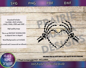 Skeleton hands heart SVG PNG DXF pdf cut file digital file digital download cute Halloween printable skeleton hands bone hands