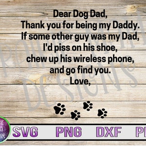 Lieve hond papa SVG PNG DXF pdf bestand knippen digitaal bestand digitale download aanpassen aan huisdieren naam huisdier eigenaar cadeau