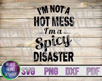 I'm not a hot mess I'm a spicy disaster SVG PNG DXF pdf cut file digital file digital download mom motherhood mom life