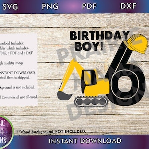 Construction 6th Birthday Boy SVG: Tractor Cut File (Digital Download)