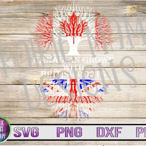 Canadense cultivada com raízes britânicas SVG PNG DXF pdf arquivo cortado arquivo digital download digital raízes de árvores Bandeira da Union Jack do Canadá