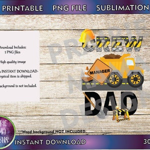 Crew Dad, Verjaardagsfeest shirt Constructie, Manager 300dpi PNG hoge kwaliteit digitale download sublimatie