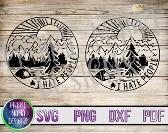 I Hate People Camping SVG, Distressed Cut File (Digital Download)