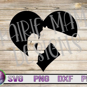 Coeur avec une fille et un cheval SVG PNG DXF pdf couper fichier fichier numérique téléchargement numérique jeune fille adolescente baiser amoureux des chevaux équin