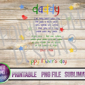 Papa gelukkige vaderdag PNG digitaal bestand digitaal downloaden 300 dpi sublimatie Liefde van schattig gedicht van kind