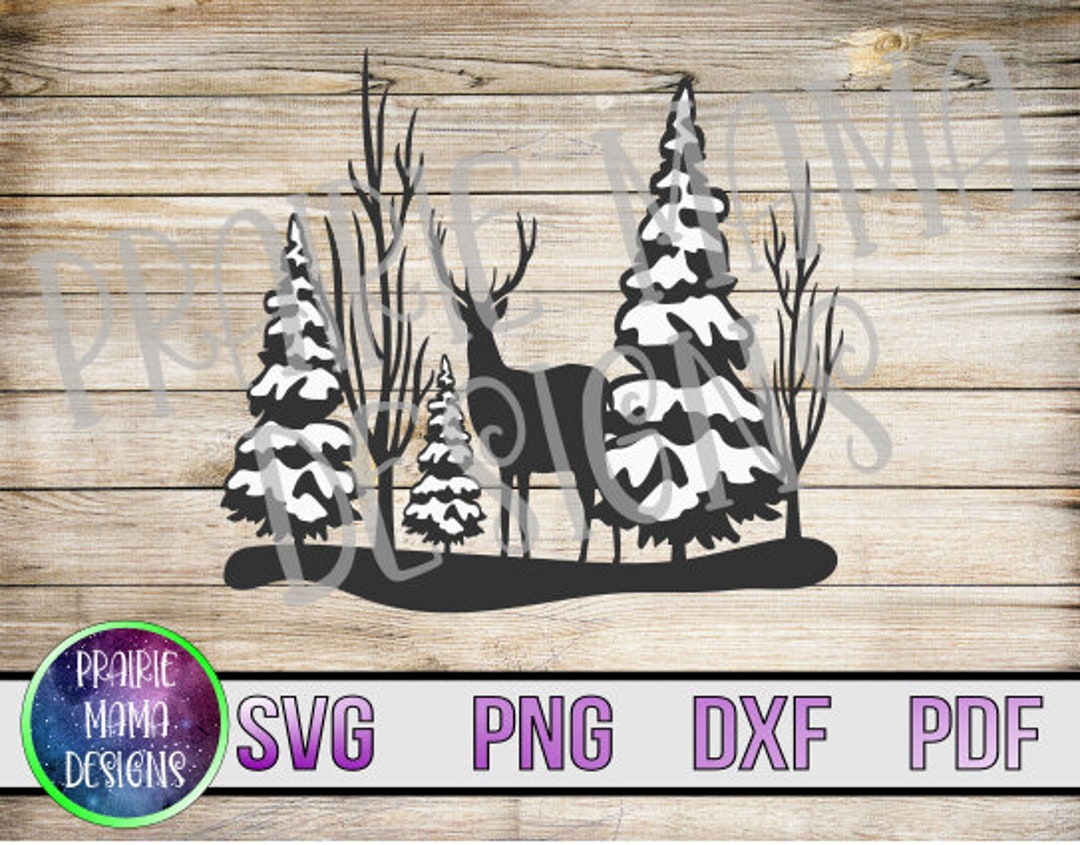 Snowfall Svg Deer Christmas Scene SVG: Forest Snowfall Cut File (digital Download ...