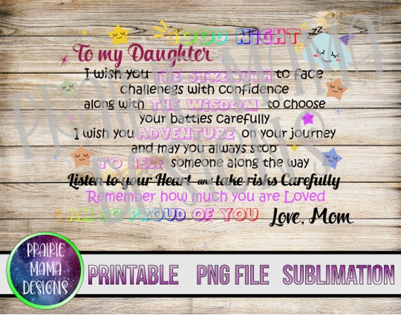 To My Daughter Good Night I Am So Proud Of You Png Digital Etsy