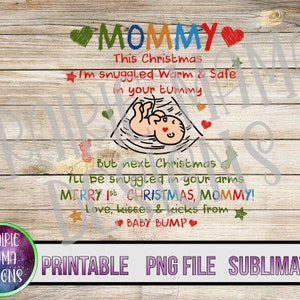 Lieve mama Merry 1e kerst Mama PNG digitaal bestand digitale download sublimatie moederschap echografie nieuwe moeder liefde baby bump