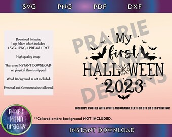 My First Halloween 2023 SVG: Bats & Spider Web (Digital Download)