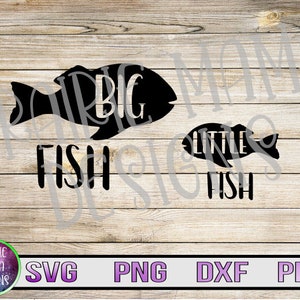 Big Fish Little Fish padre hijo padre hija madre padre hijo camisas a juego SVG PNG dxf pdf archivo de corte archivo digital descarga digital
