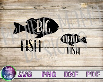 Big Fish Little Fish father son father daugher mother parent child matching shirts SVG PNG dxf pdf cut file digital file digital download