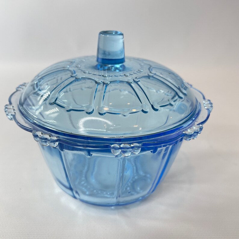 Vintage Indonesia Glass Candy Dish Light Blue Bowl With Lid Etsy