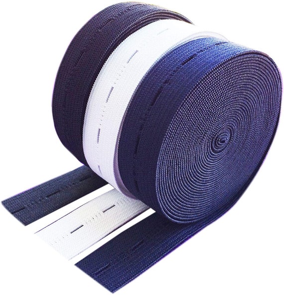 WHITE BUTTONHOLE ELASTIC 3//4/'/' 10 YARDS BLACK