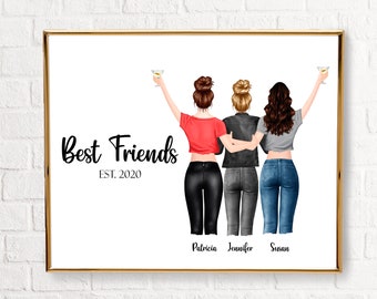 Three Sisters Three Friends 3 friends 3 Sisters Long Distance Family Frame Separated friends Three Best Friends Three States 3 States Gift