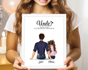 Personalized Uncle Gift From Nephew Or Niece Birthday Gift For Uncle Family Portrait Custom Uncle Print Unique Uncle Birthday Gift Wall Art