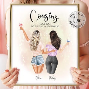 Custom Cousin Gift From Cousin Birthday Gift For Cousins Personalized Cousins Print Customized Cousins Portrait Cousins Gifts For Her
