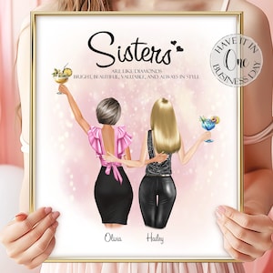 Stampa personalizzata per sorelle, ritratto personalizzato per sorelle, regalo personalizzato per sorelle, regalo di compleanno per sorelle, regali di compleanno per sorelle, foto per sorelle