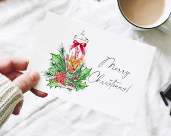 Merry Christmas Cards Instant Download Christmas Gift Cards Set Christmas Card Download Xmas Cards Printable Watercolor X-mas Cards Print