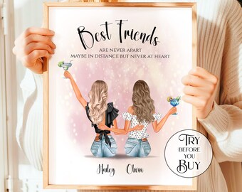 Best Friend Gifts For Her, Personalized Friend Gift For Women, Custom Portrait Painting