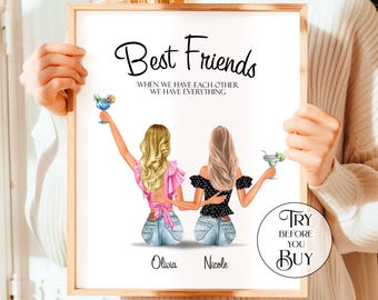 Coworker Best Friend Gift, Personalized Work Bestie Print, Custom Office Friends Gift For Her