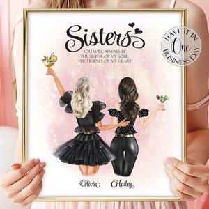 Regalo personalizzato per sorella, regalo di compleanno personalizzato per sorella, regalo di compleanno per sorella, ritratto di sorella, foto personalizzata per sorella
