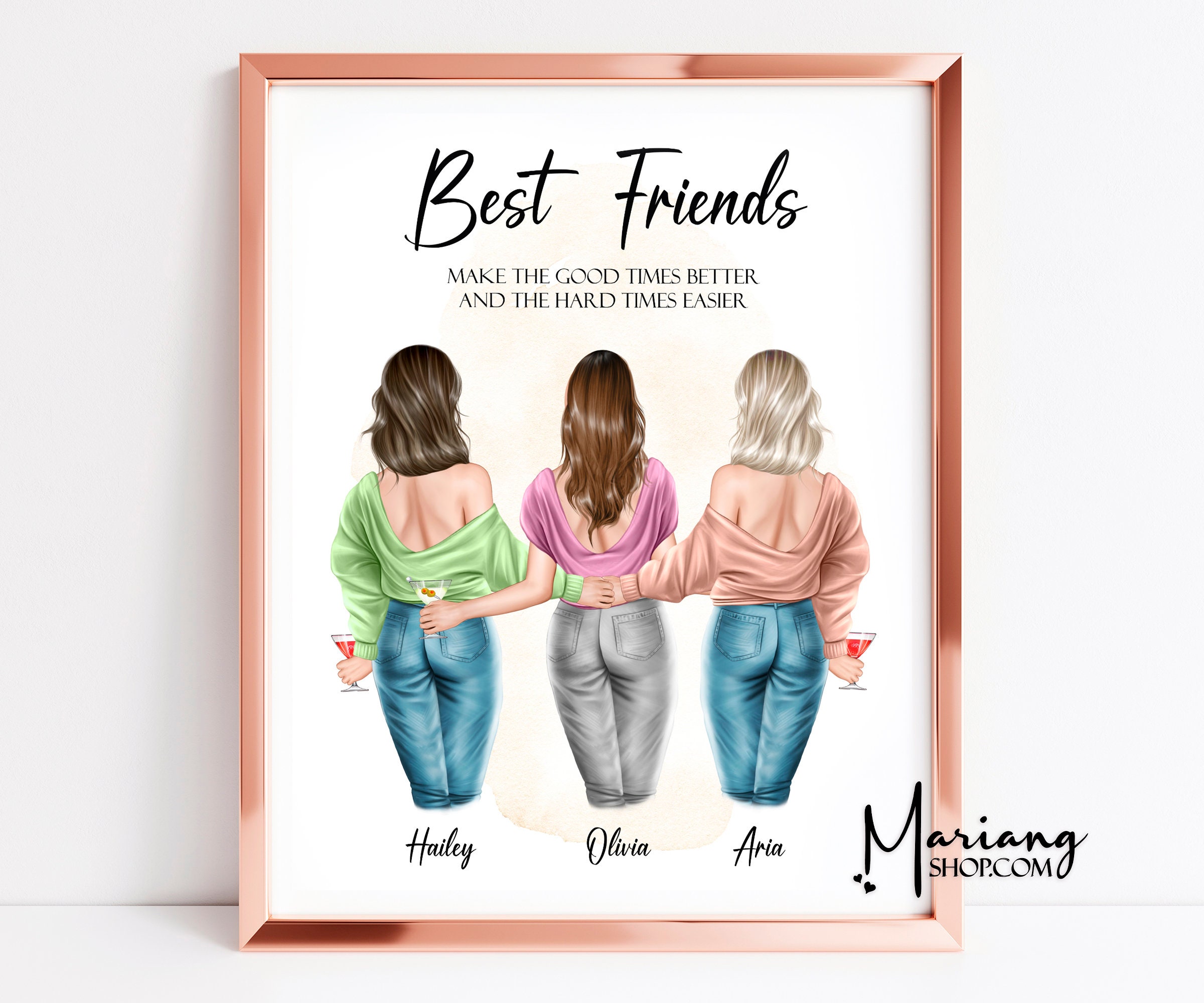 3 Best Friends Gift Personalized Three Best Friends Gift 3 - Etsy