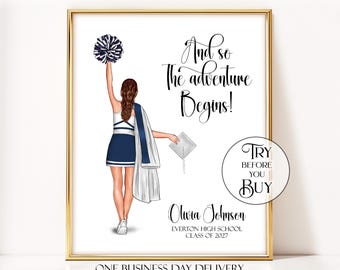 Personalized Cheerleader Graduation Print: Senior Cheer Gift