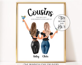 Cousin Birthday Gift For Her, Personalized Custom Cousin Print, Unique Cousin Gift For Women, Best Cousin Wall Art Digital Download