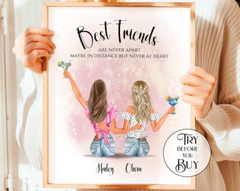 Best Friends Birthday Gift From Friend, Personalized Friendship Gifts For Her, Custom BFF Print