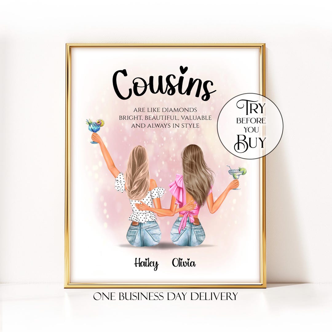 Personalized Cousin Print, Custom Cousin Birthday Gift for Her, Unique ...