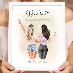 Presente personalizado para melhor amiga para seu aniversário Impressão personalizada de amizade de Natal para menina Cartão personalizado com foto de melhor amiga feminina