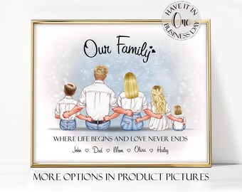 Custom Family Portrait, Personalized Gift for Home, Christmas Family Gifts
