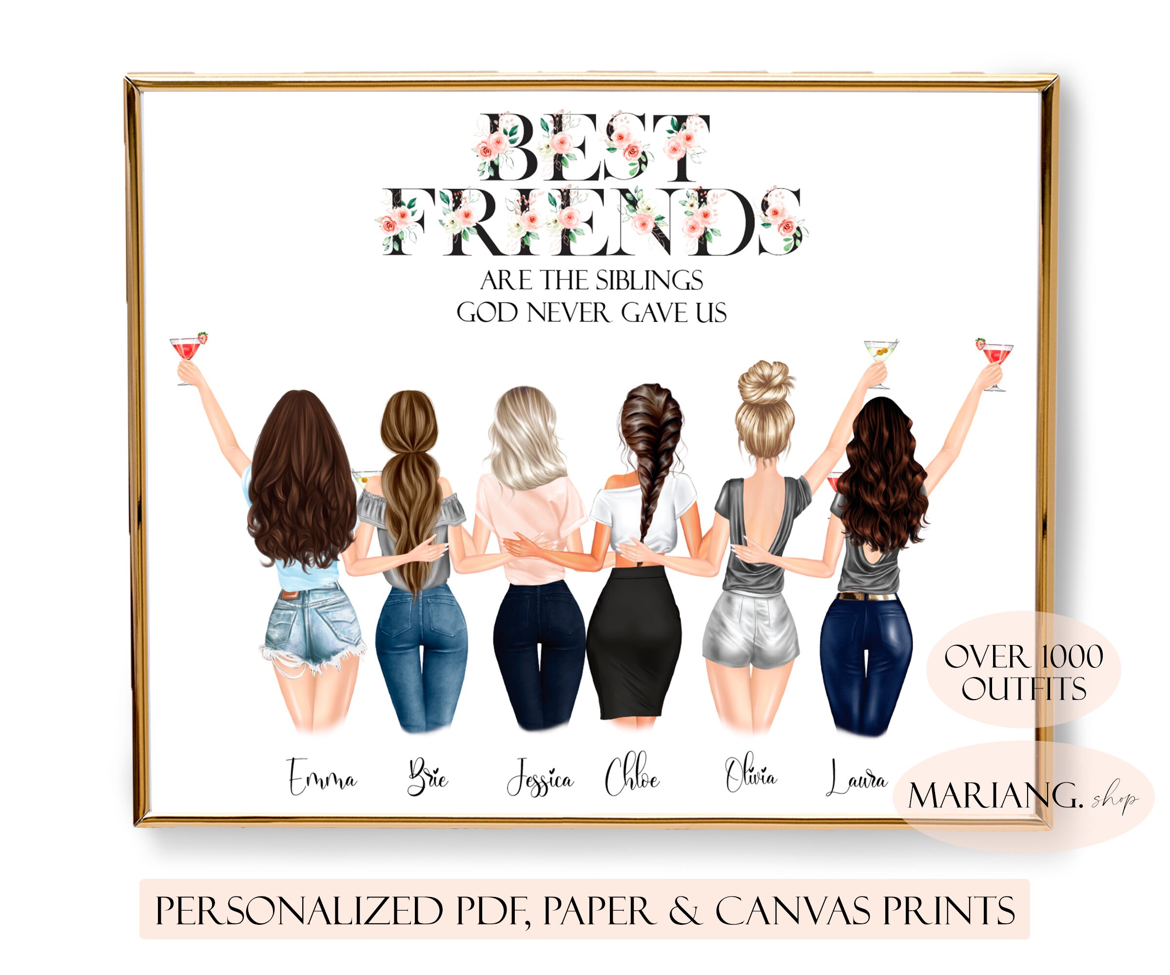 6 Best Friends Drawing Six Besties Print Friendship Poster Six Etsy 6 Best Friends Drawing Six Besties Print Friendship Poster Six Etsy
